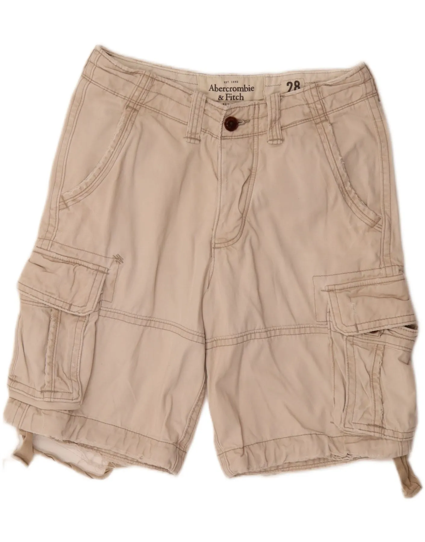 Workwear Beach Comfort ABERCROMBIE & FITCH Mens Cargo Shorts W28 Small Beige Cotton
