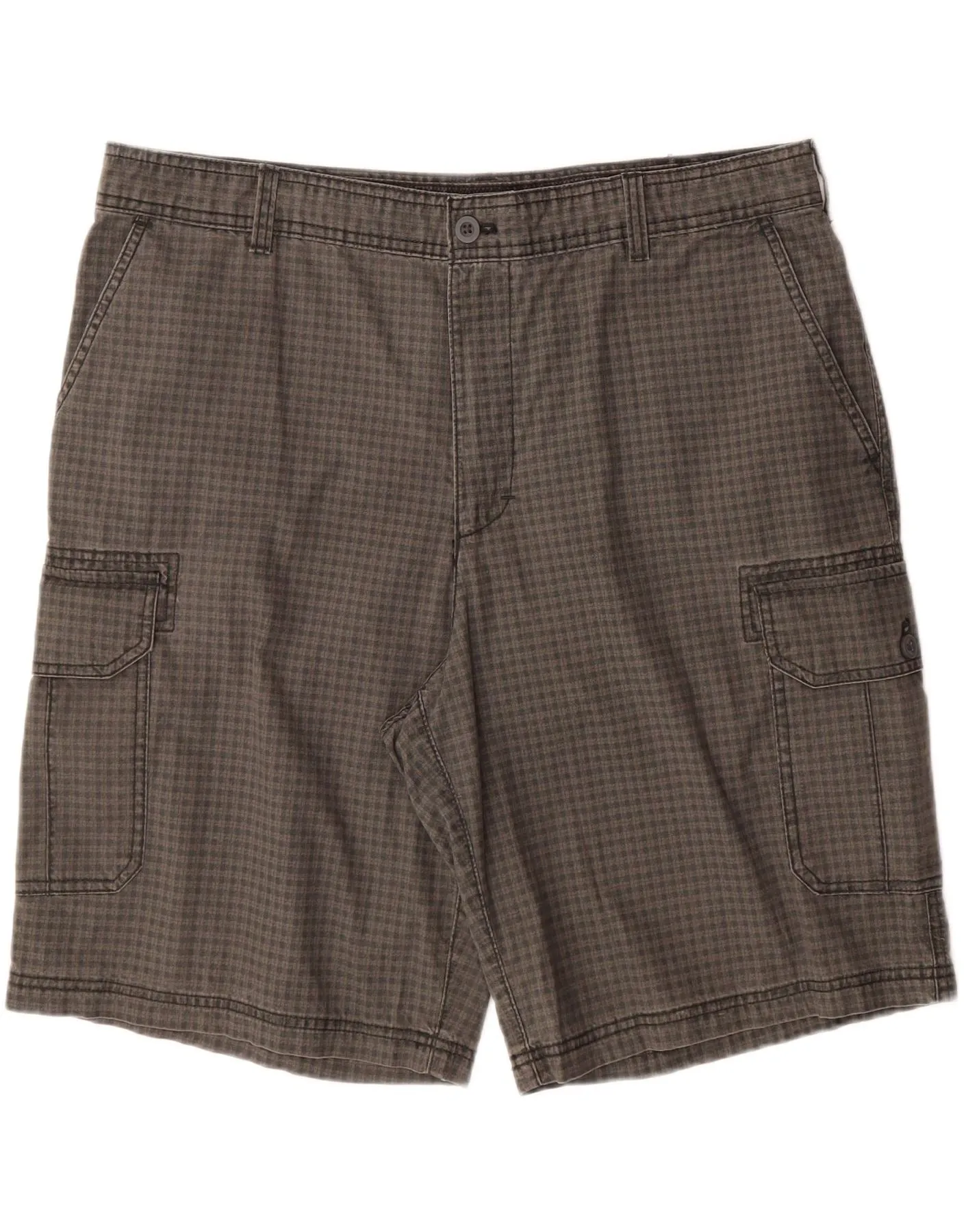 Comfortable Cut IZOD Mens Cargo Shorts W40 XL Grey Check Cotton
