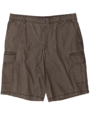 Comfortable Cut IZOD Mens Cargo Shorts W40 XL Grey Check Cotton