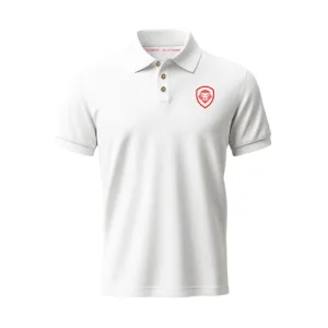 Future Looks Bright Lion Shield Premium White and Gold Polo Shirt (Classic Fit) Weekend Look Soft Jersey Fabric