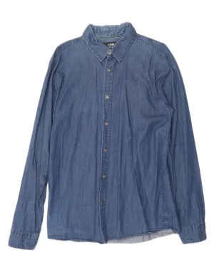 JACK & JONES Mens Denim Shirt Large Blue Cotton Organic Cotton