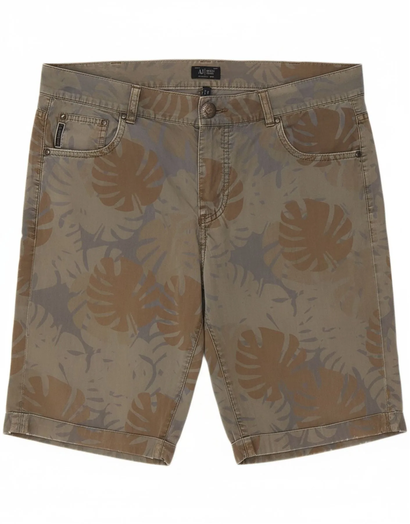 ARMANI Mens Casual Shorts IT 50 Large W36 Grey Floral Cotton Day Comfort Stretch Fabric