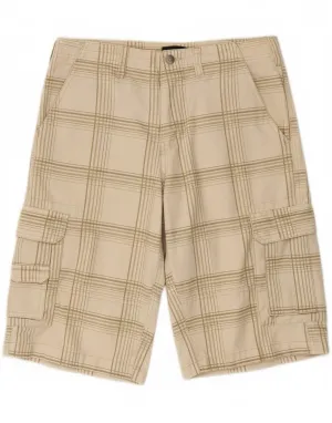 BLEND OF AMERICA Mens Cargo Shorts Small W29  Beige Check Cotton All Season Wear All Day Comfort