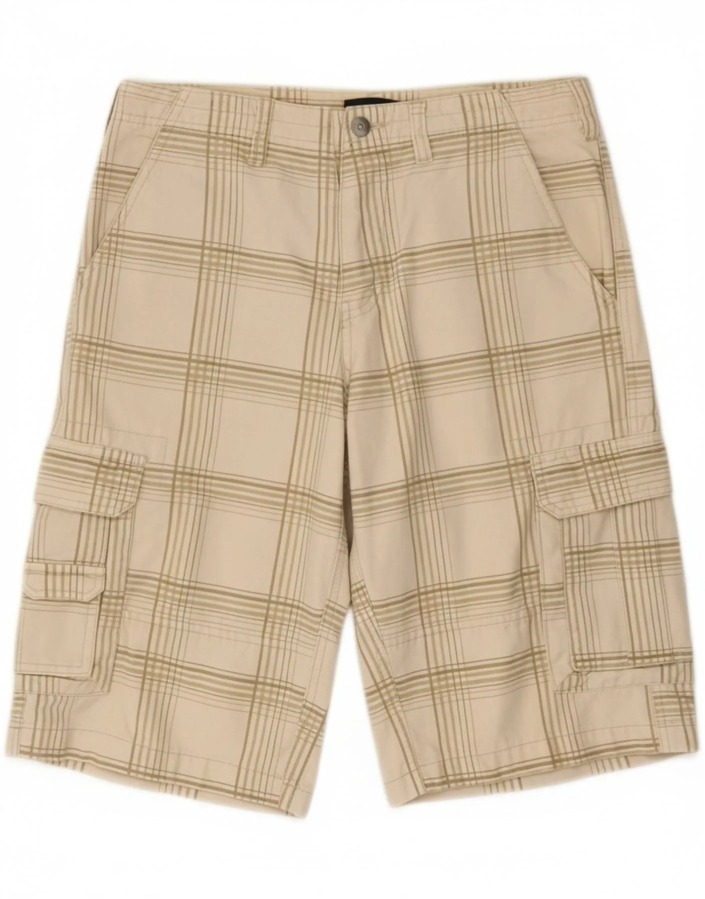 BLEND OF AMERICA Mens Cargo Shorts Small W29  Beige Check Cotton All Season Wear All Day Comfort