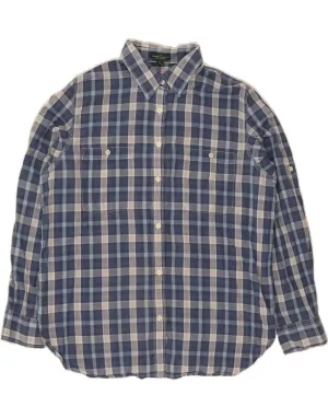 RALPH LAUREN Womens Shirt UK 18 XL Navy Blue Check Cotton High-Quality Fabric Short Sleeve