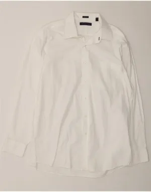TOMMY HILFIGER Mens Regular Fit Shirt Size 16 1/2 Large White Cotton Asymmetrical Cut Fitted Shape