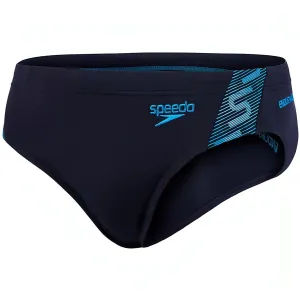High Coverage Back Panels Adjustable Straps Speedo Monogram 7cm Mens Swim Brief - Navy