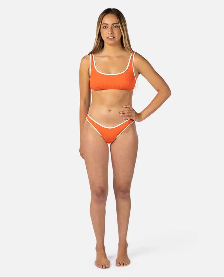 Bandeau-Style Rip Curl Premium Surf High Leg Skimpy Bottom-Hot Orange