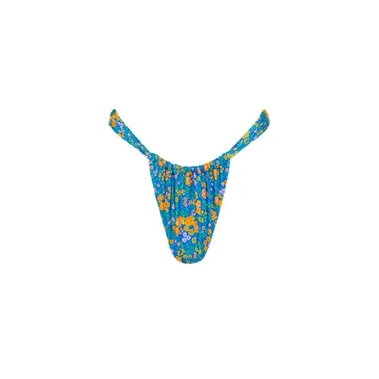Kulani Kinis Ruched Thong Bottom-Ocean Potion Versatile Closure Convertible Strap Options