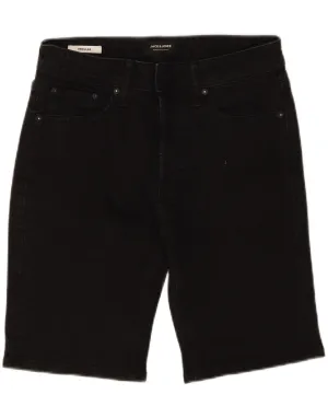 JACK & JONES Mens Regular Fit Denim Shorts Small W29 Black Cotton Easy Fit