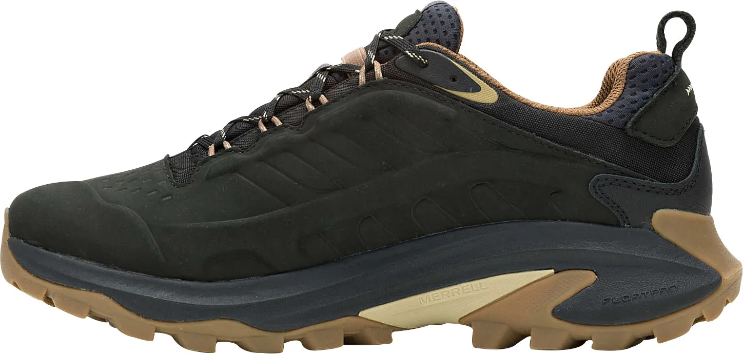puncture resistant Merrell Moab Speed 2 Leather Waterproof Mens Walking Shoes - Black