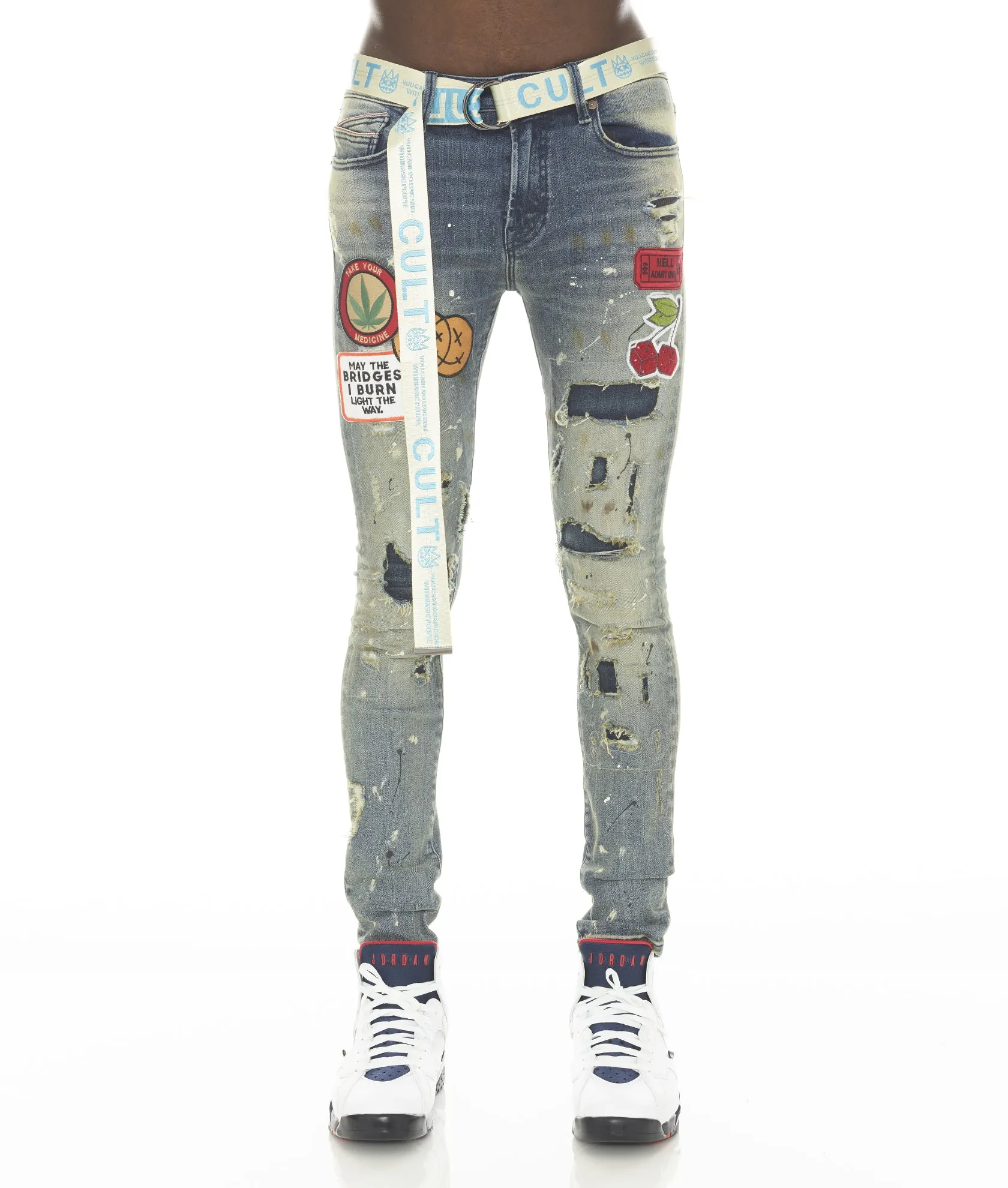 Smart Comfort PUNK SUPER SKINNY STRETCH w/BEET RED BELT IN PRIMO