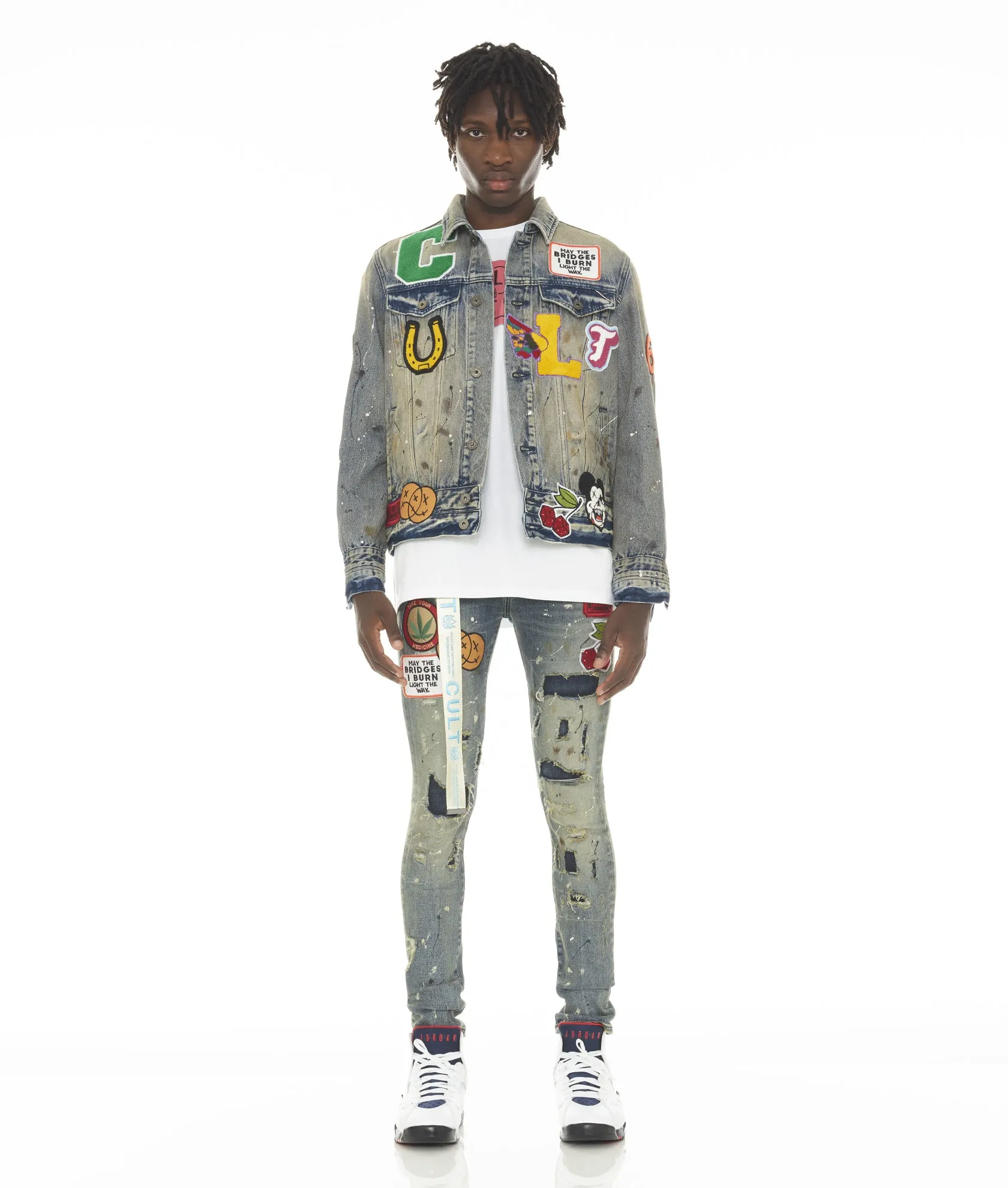 Streetwear Fan Evening Stroll Elegant PUNK SUPER SKINNY STRETCH w/BEET RED BELT IN PRIMO