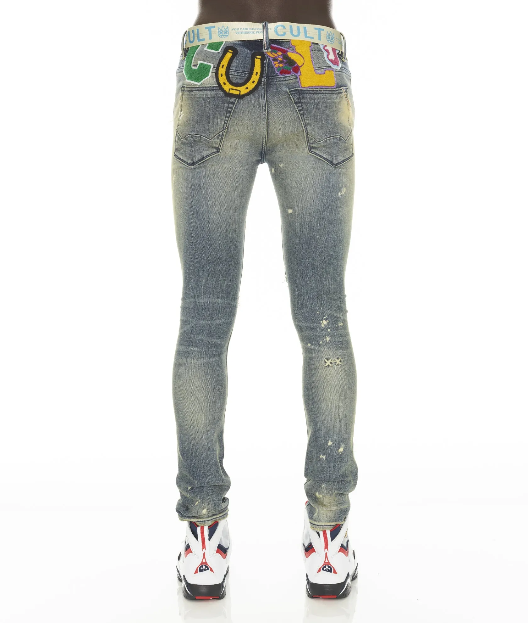 High Quality Holiday Vibes Winter Warmth Comfy Option PUNK SUPER SKINNY STRETCH w/BEET RED BELT IN PRIMO