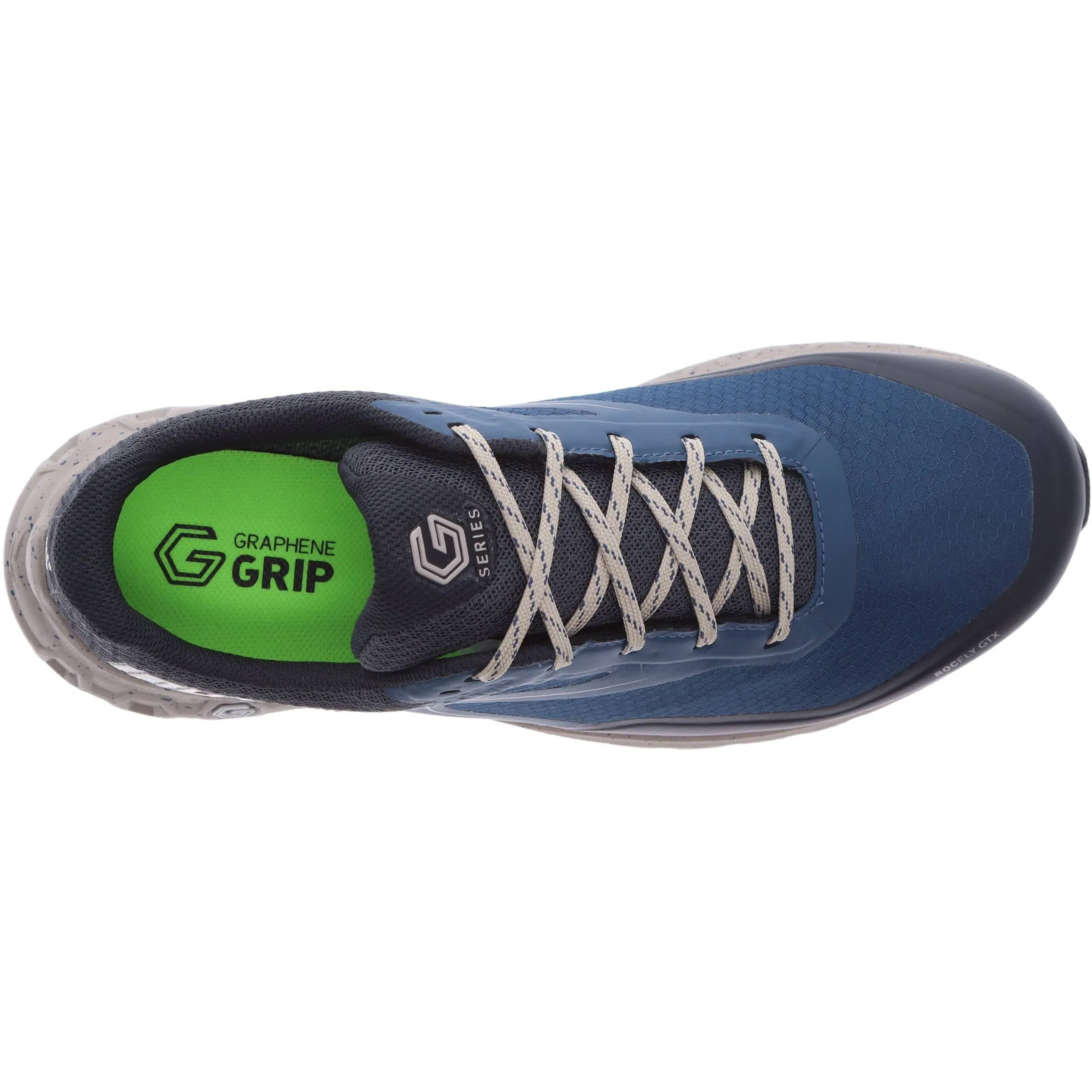 Max Support Heavy Impact Cushioning Inov8 RocFly G 350 GORE-TEX Mens Walking Shoes - Navy