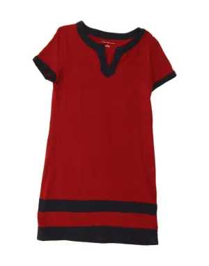 Casual Choice Heavyweight Weave TOMMY HILFIGER Womens T-Shirt Dress UK 12 Medium Red Colourblock Cotton
