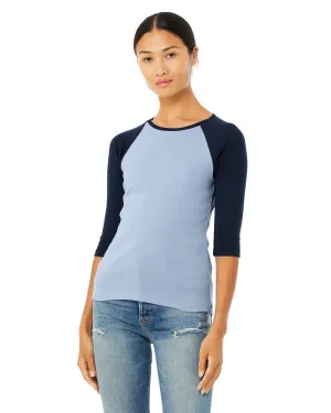 Smooth Seam Technology Light Comfort Style Bella   Canvas B2000 Ladies' Baby Rib 3/4-Sleeve Contrast Raglan T-Shirt