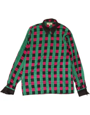 GIORDI'S Womens Shirt Blouse IT 46 Large Green Check Polyester Urban Edge Compact Packing