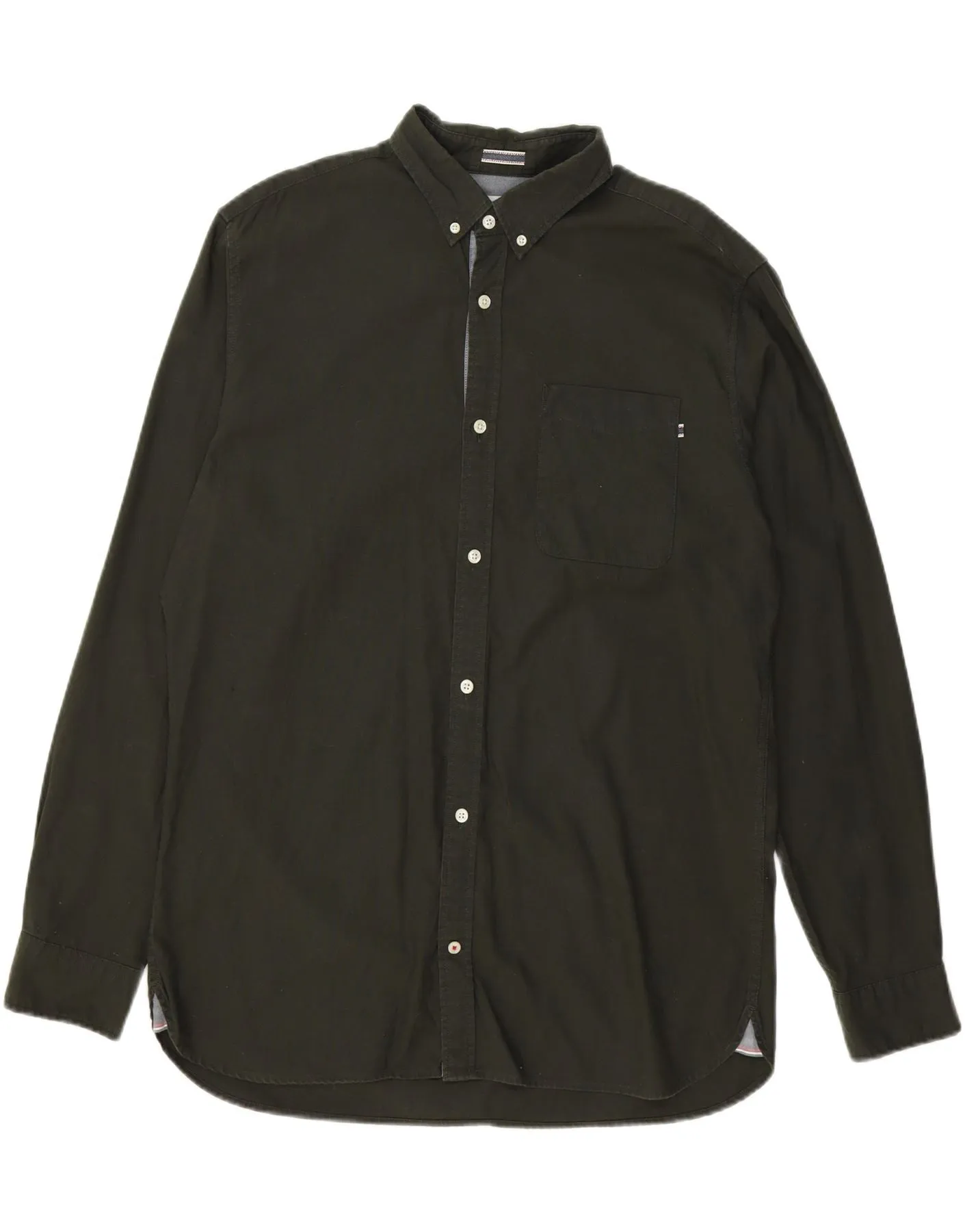 JACK & JONES Mens Shirt Medium Green Smooth Cotton Blend