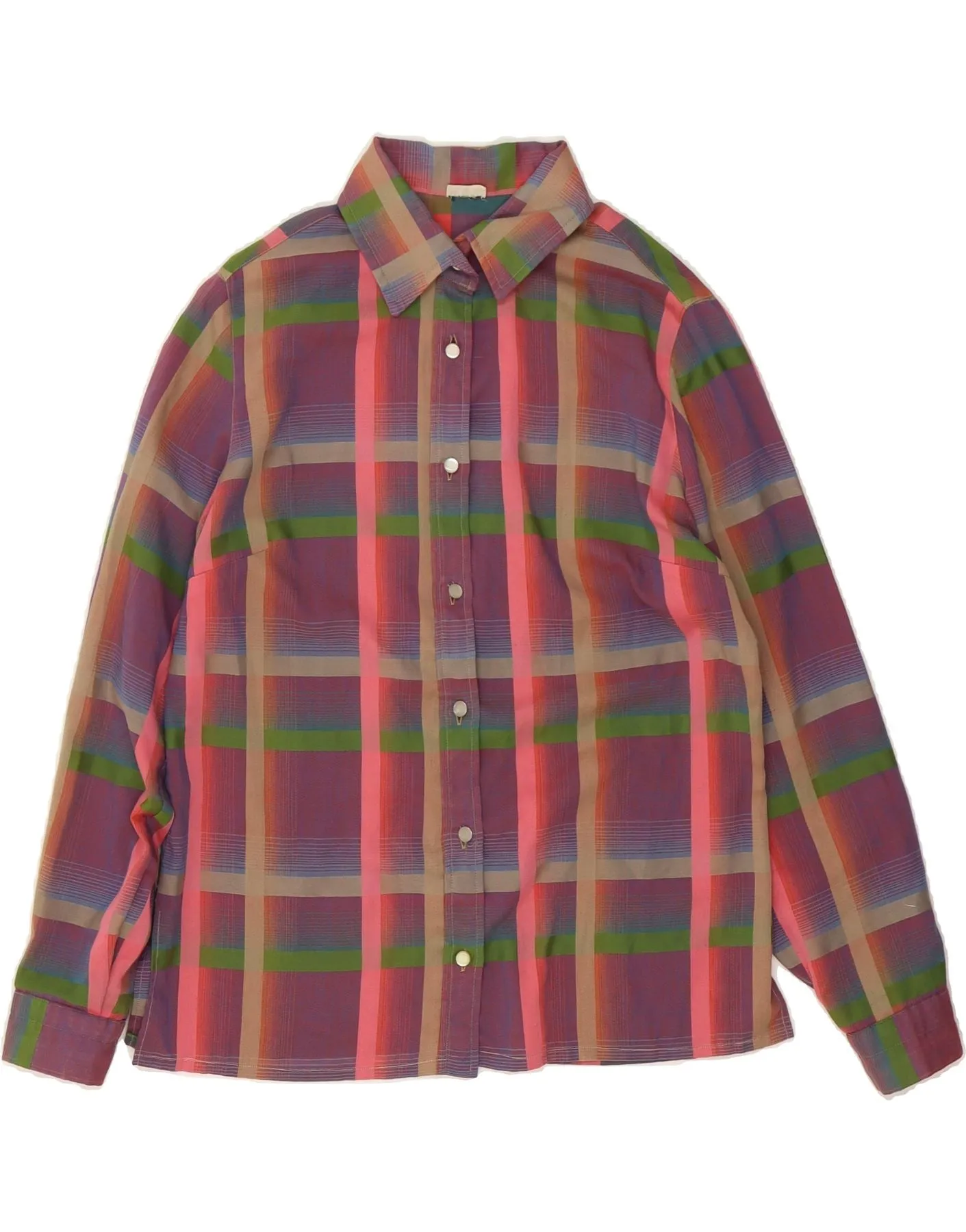 VINTAGE Womens Shirt IT 48 XL Multicoloured Check Yoke Design Embroidered Detail