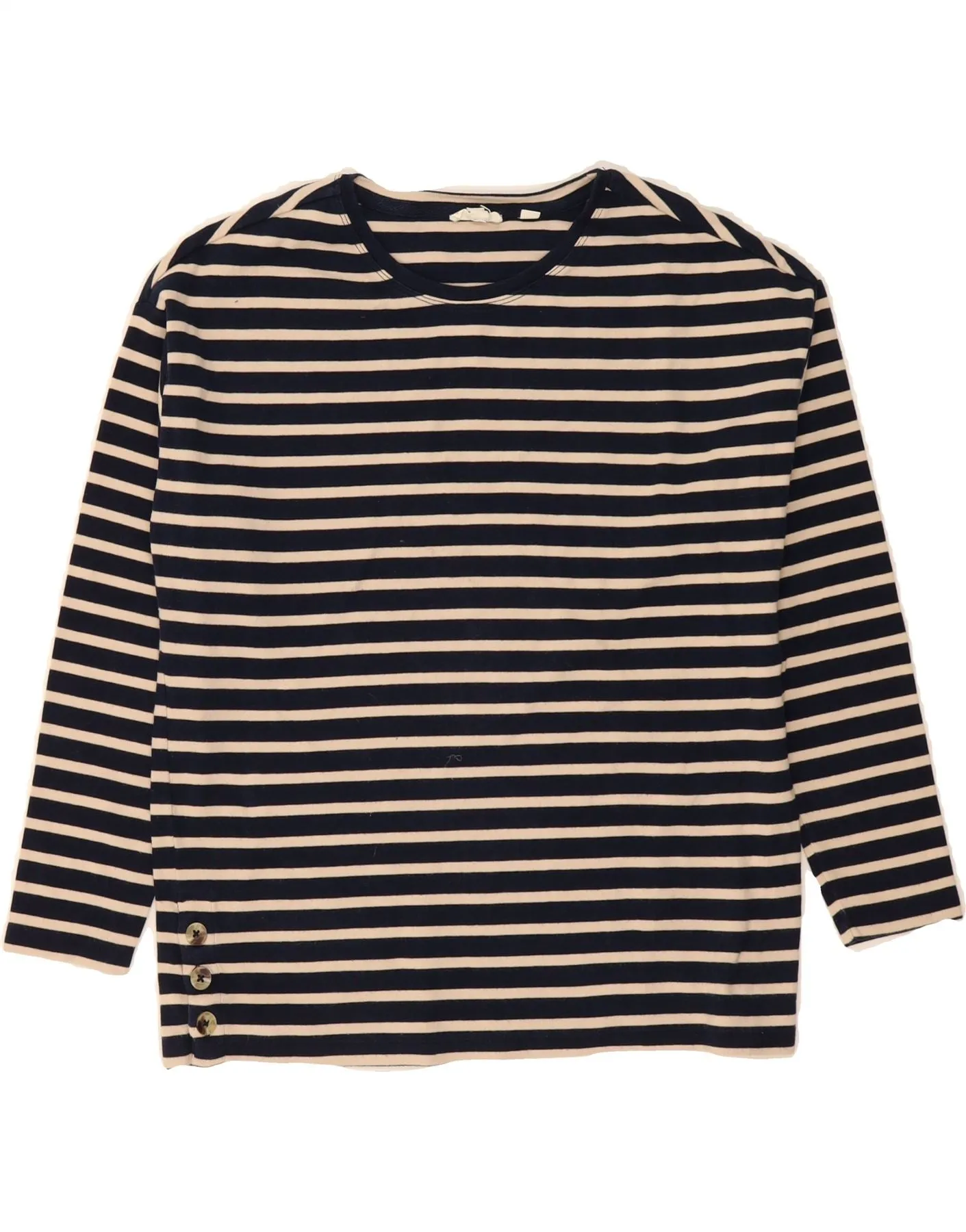 Beach Outfit Perfect Fit FAT FACE Womens BEST SELL Long Sleeve UK 12 Medium Navy Blue Striped Cotton