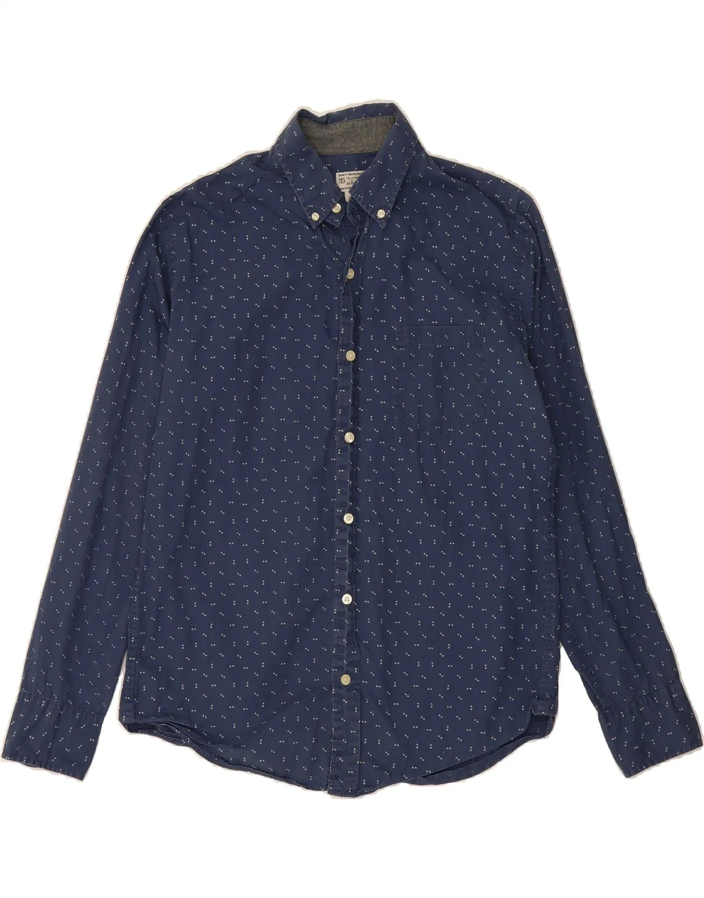 Anniversary Celebration Soft Texture J. CREW Mens Shirt Medium Navy Blue Spotted Cotton