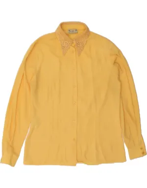handmade touch Monochrome Palette VINTAGE Womens Shirt Blouse UK 14 Large  Yellow Floral Polyester