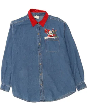 VINTAGE Womens Shirt UK 20 2XL Blue Cotton Chambray Fabric