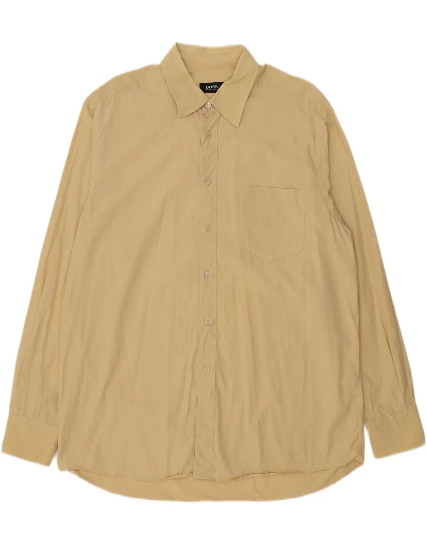 HUGO BOSS Mens Shirt Size 43 17 XL Yellow Cotton Unisex Choice Nautical Look