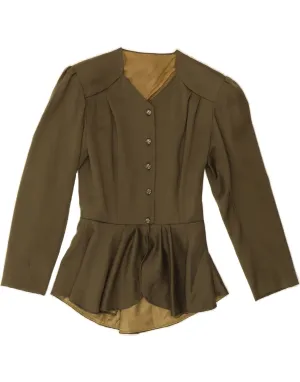Seamless Shoulder Construction VINTAGE Womens Shirt Blouse UK 14 Medium Khaki