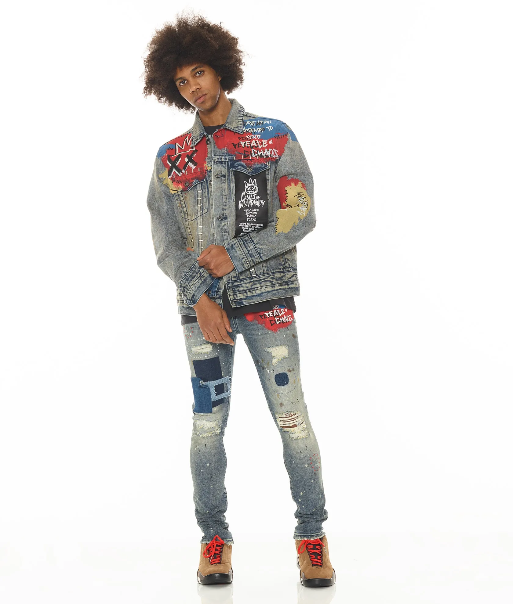 Heavy Duty Zipper Mechanism Eco Friendly Dye PUNK SUPER SKINNY IN BASQ