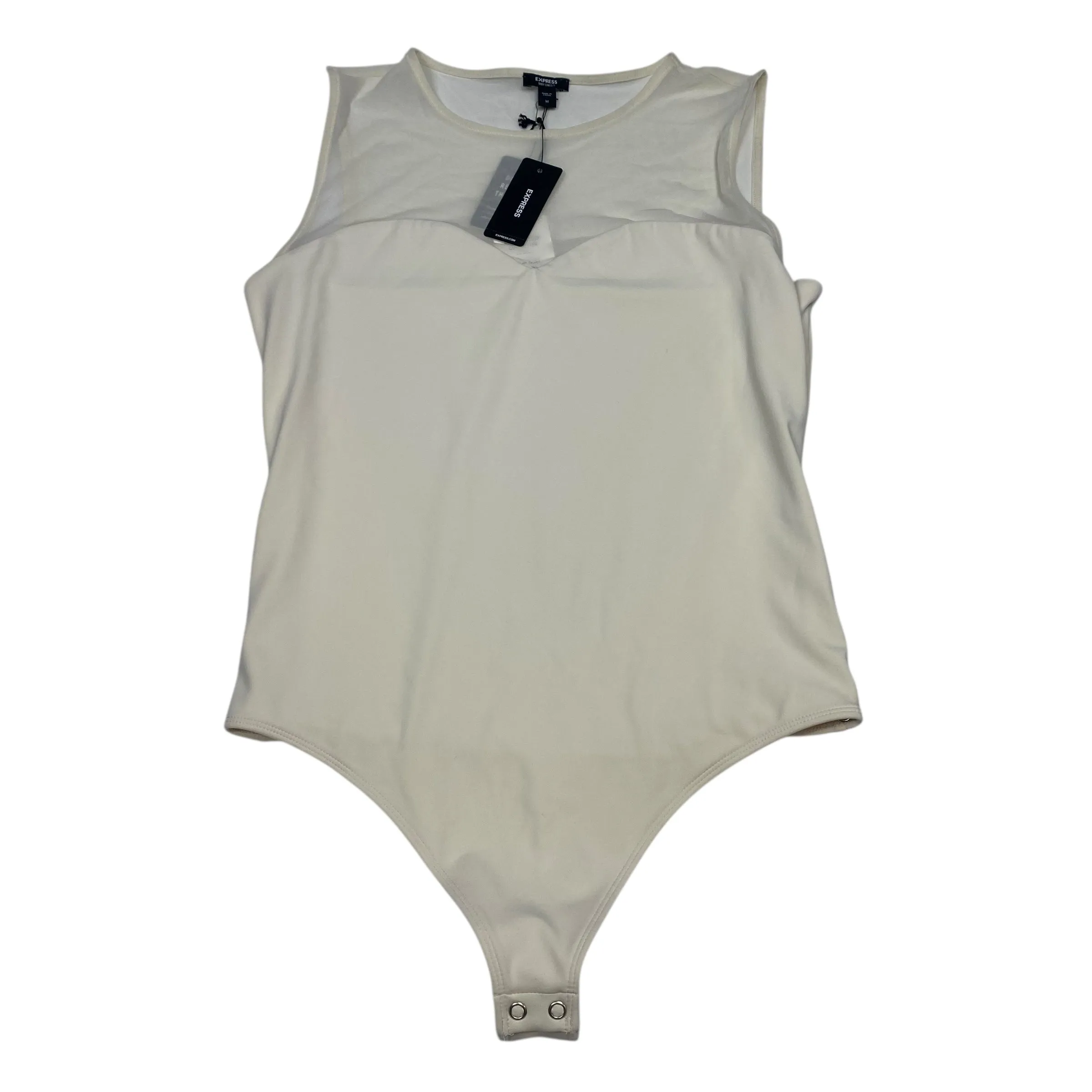 Bodysuit By Express In Cream, Size:M bodysuit with jeans white bodysuit