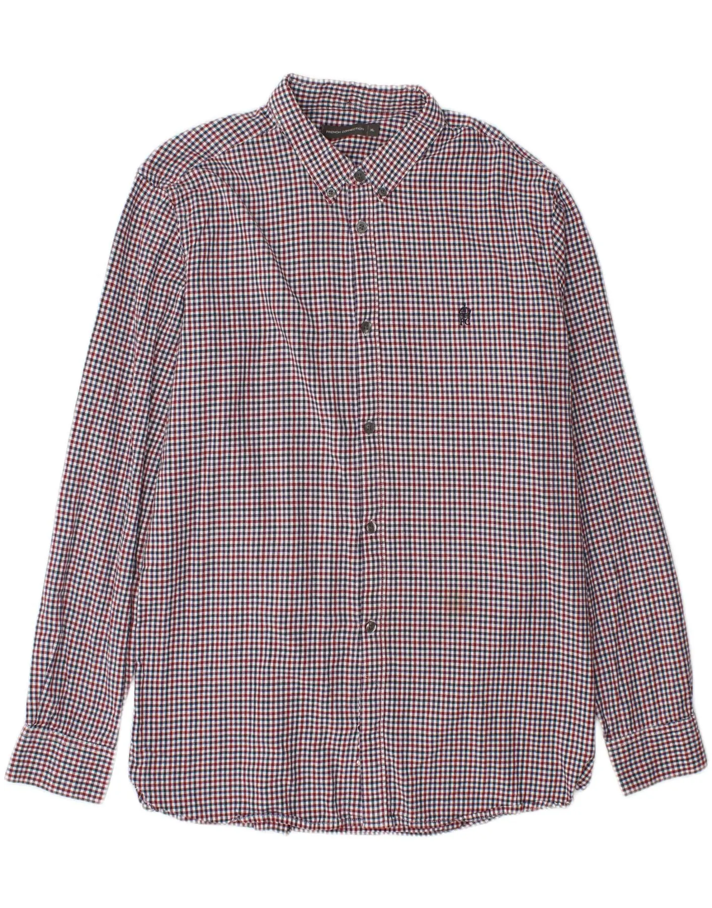 FRENCH CONNECTION Mens Shirt XL Red Gingham Cotton family gathering Printed Pattern