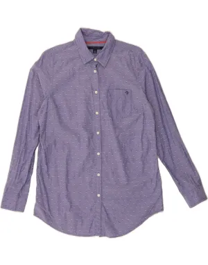 Adjustable Cuffs TOMMY HILFIGER Womens Shirt UK 14 Medium Blue Spotted Cotton