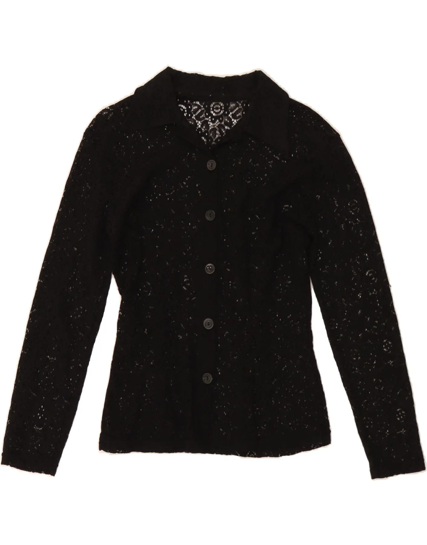 Durable Fabric VINTAGE Womens Shirt Blouse UK 12 Medium Black