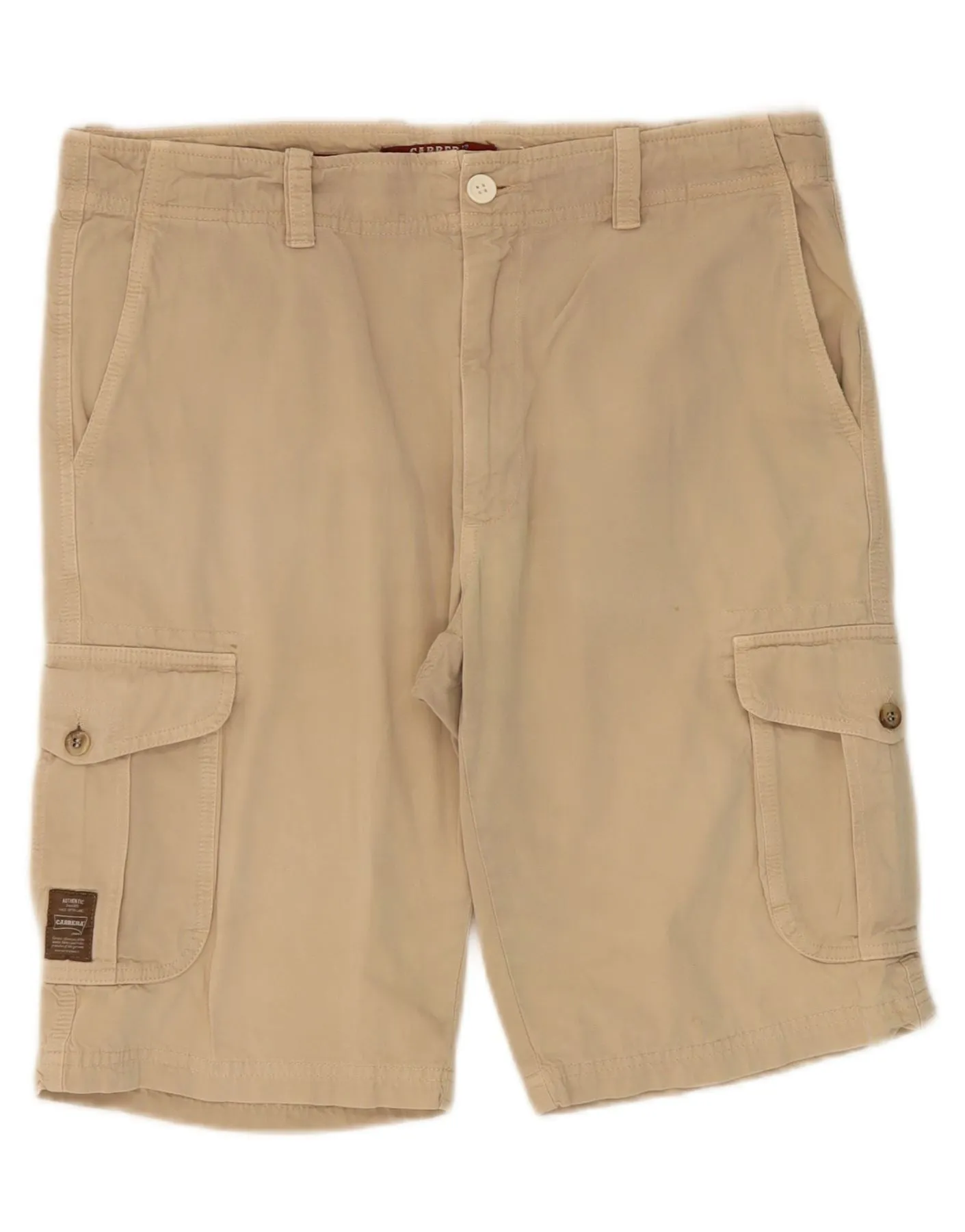 ribbed texture CARRERA Mens Cargo Shorts W34 Large Beige
