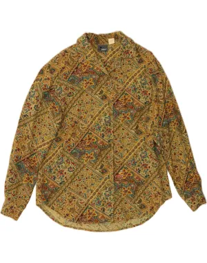 Athletic Cut Rooftop Bar VINTAGE Womens Shirt UK 10 Small Yellow Floral Cotton