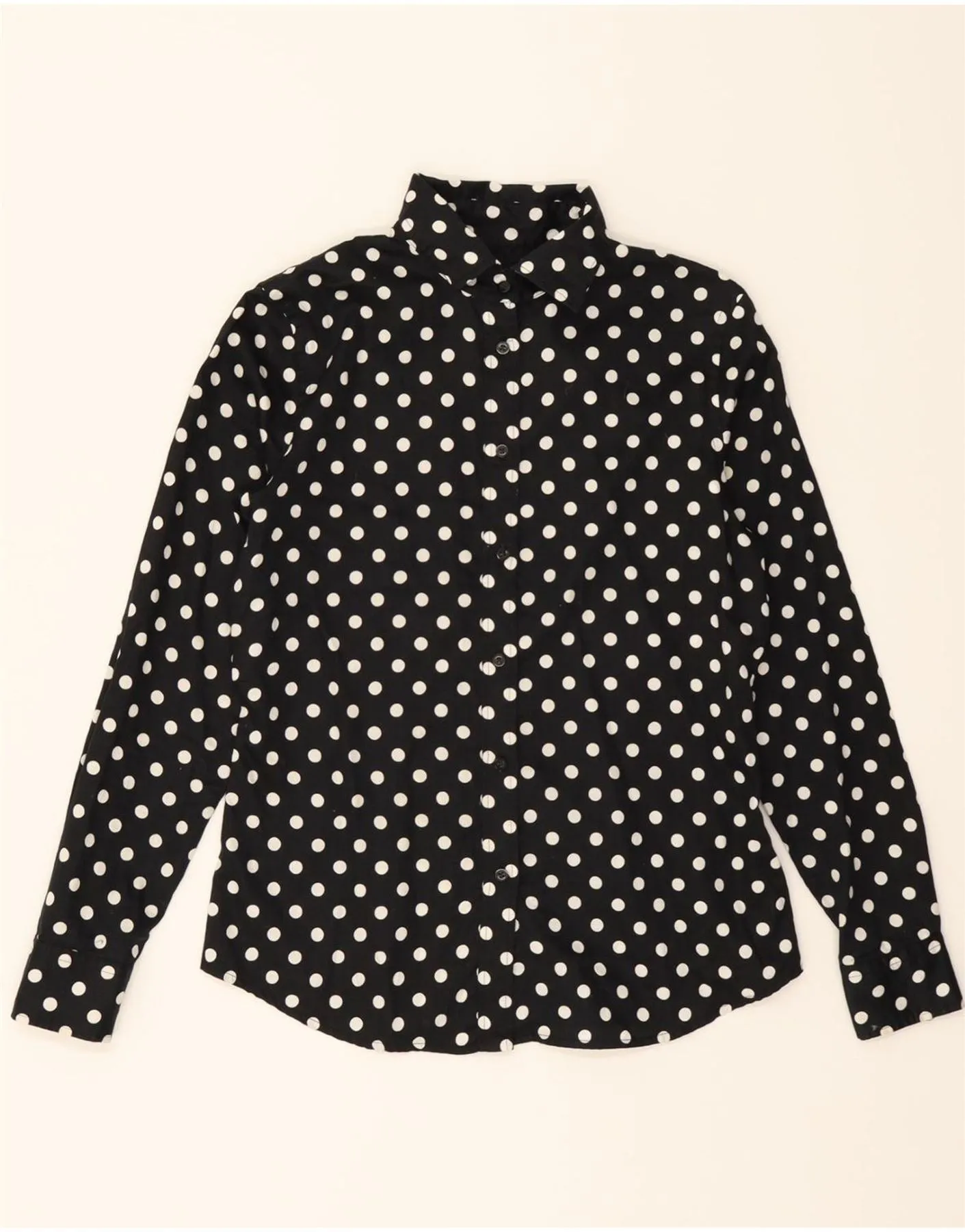 Classic Color Iconic look RALPH LAUREN Womens Shirt UK 10 Small Black Polka Dot Cotton