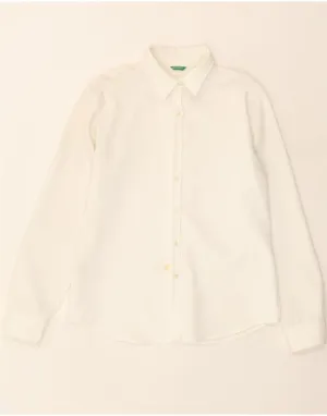 BENETTON Womens Shirt IT 44 Medium White Polyester Versatile Layering Piece