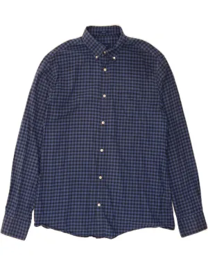 GANT Mens Shirt Size 17 1/2 43/44 XL Navy Blue Gingham Cotton On-The-Go Style Odor Control Fabric