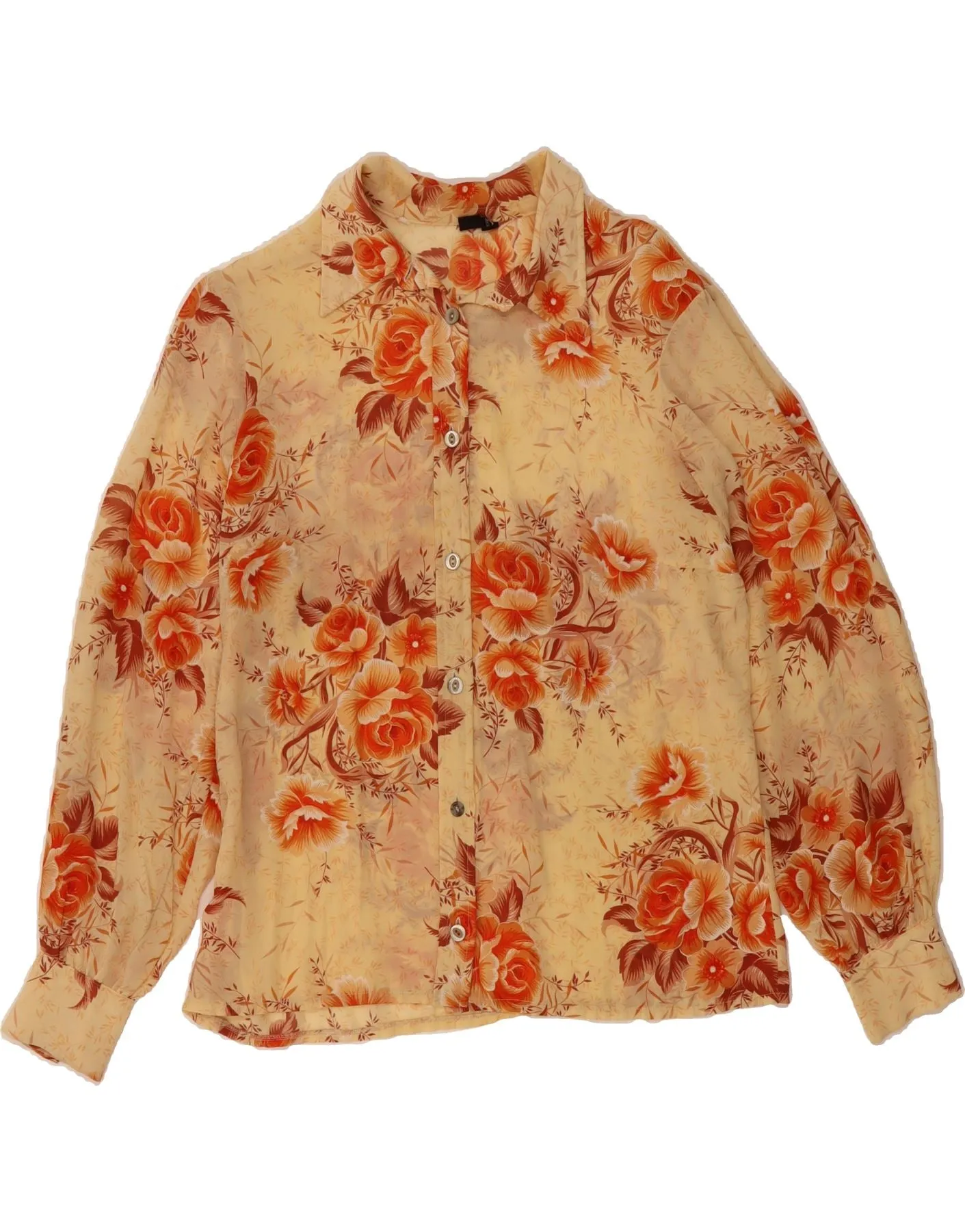 Versatile Look Anti Pilling Surface VINTAGE Womens Shirt Blouse UK 16 Large Beige Floral