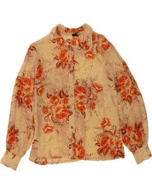 Versatile Look Anti Pilling Surface VINTAGE Womens Shirt Blouse UK 16 Large Beige Floral