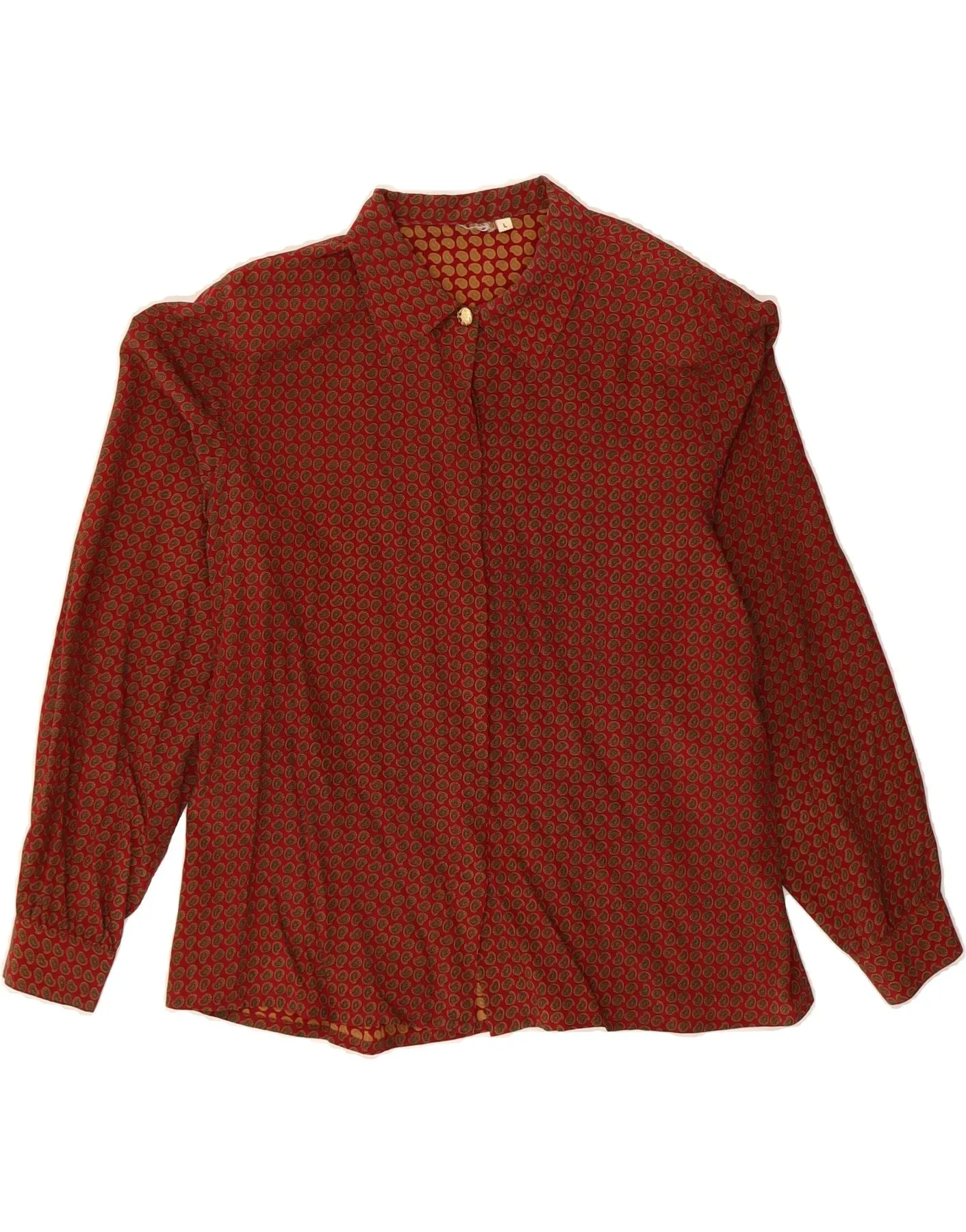 Hypoallergenic Lining Versatile Outfit VINTAGE Womens Shirt UK 16 Large Red Paisley