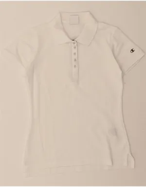 CHAMPION Womens Polo Shirt UK 6 XS White Cotton Timeless Piece HighThreadCount