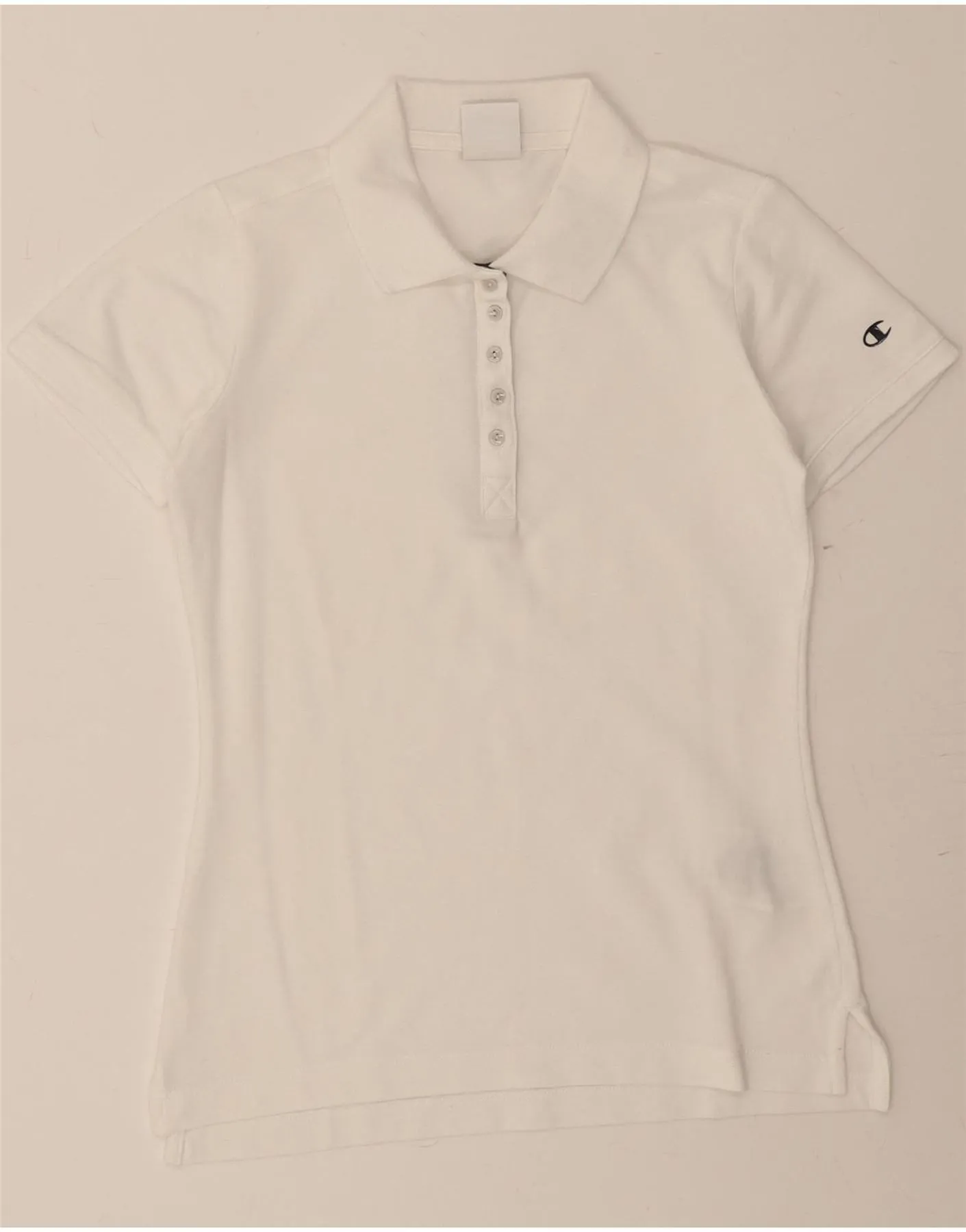 CHAMPION Womens Polo Shirt UK 6 XS White Cotton Timeless Piece HighThreadCount