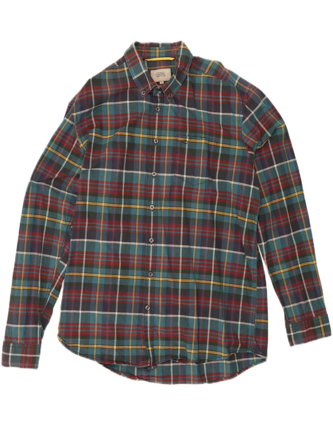 CAMEL ACTIVE Mens Regular Fit Shirt Large Multicoloured Check Cotton Trendy Vibes No Slip Shoulder Grip