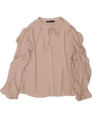 Clean Edge Trim Wedding guest ZARA Womens Shirt Blouse UK 18 XL Pink