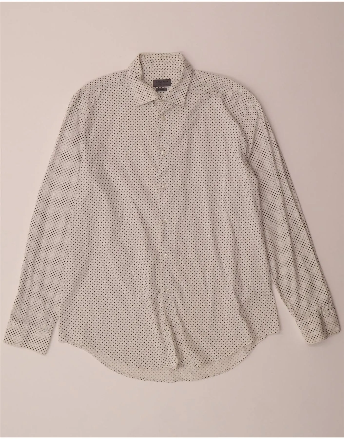 Subtle pattern Versatile Layering Piece ZARA Mens Slim Fit Shirt XL White Polka Dot Cotton