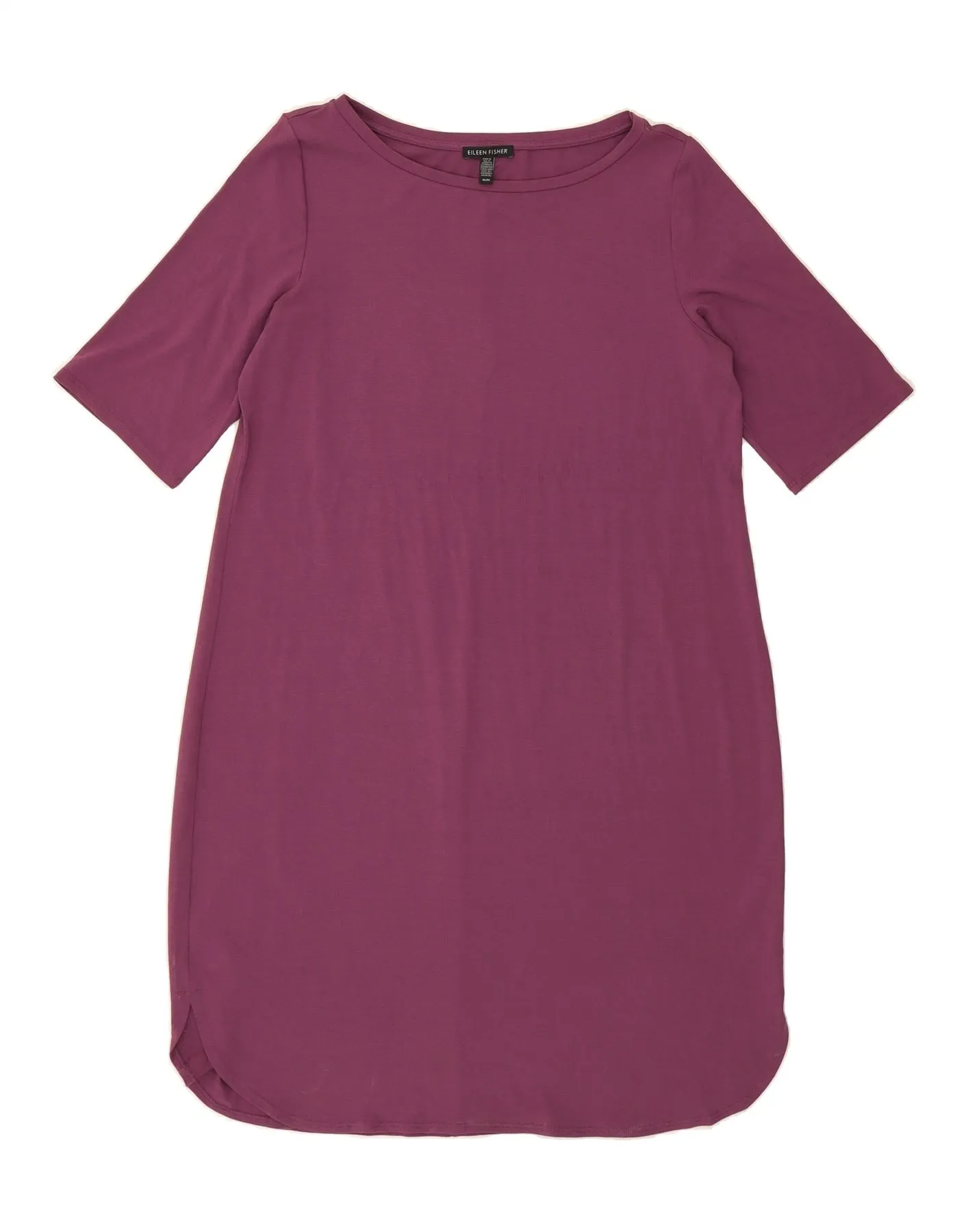 EILEEN FISHER Womens T-Shirt Dress UK 14 Medium Purple Viscose SeamlessSidePanels Non Fading Material