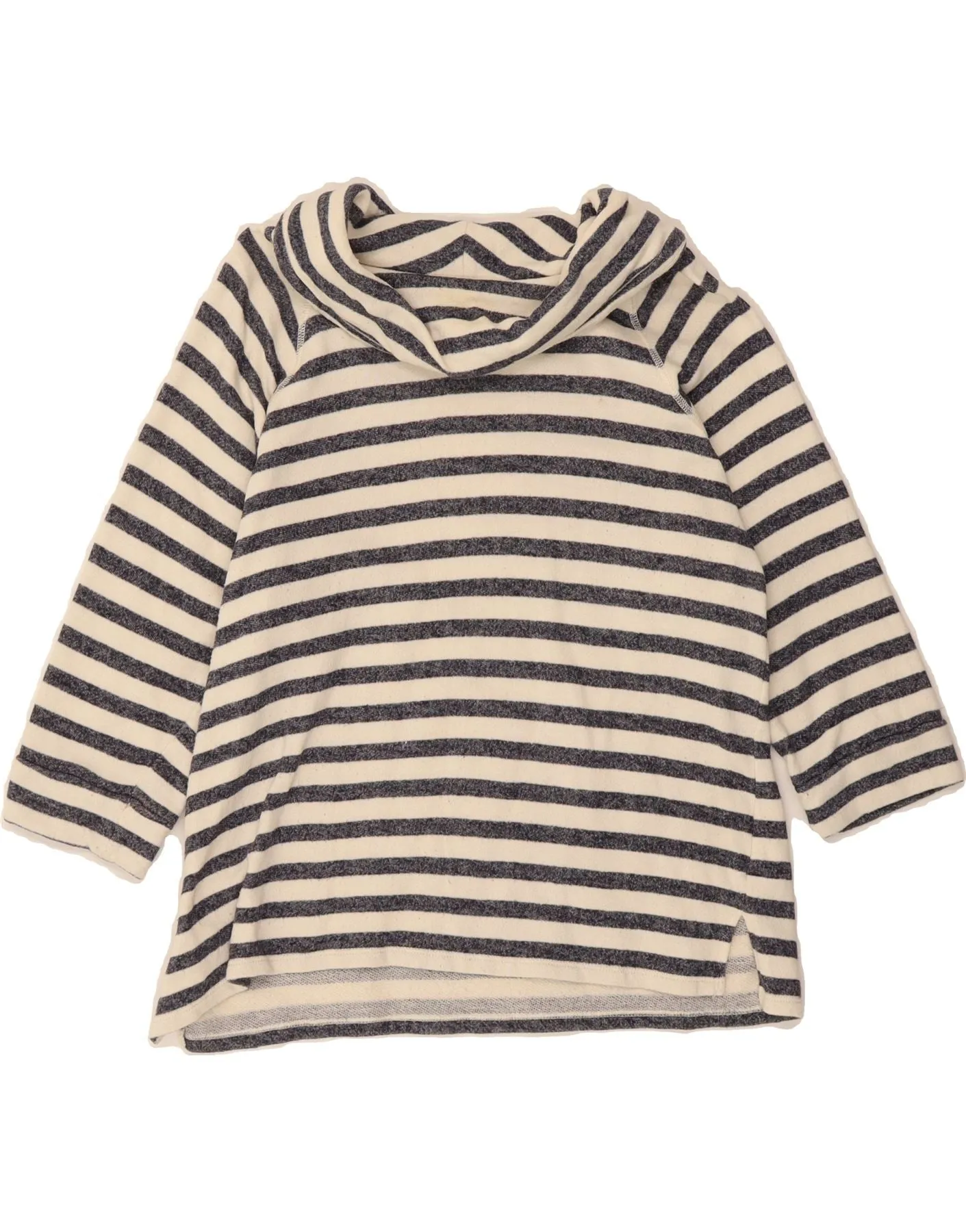 CHAPS Womens BEST SELL 3/4 Sleeve UK 16 Large Beige Striped Cotton Urban Style Trend Layered Hem Design